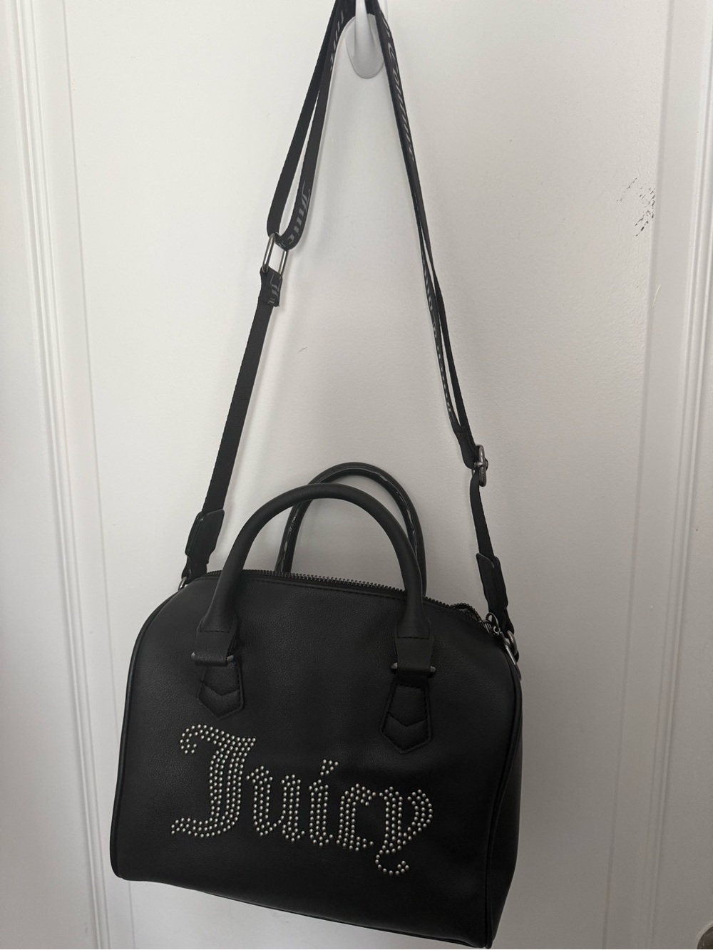 Juicy Couture Black Studded Logo Satchel with Top Handles - Picture 2 of 9